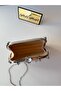 Women's Silver Luxury Satin Clutch Bag with Lock Chain Detail Evening Bag - 5