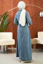 Blue Waist-Tie Snap Button Denim Dress - 6