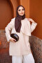 Beige Front Detailed Waist Tie Tunic