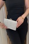Women's Silver Glitter Evening Dress Bag with Silver Accessories - Chain Strap Hand and Shoulder Bag - 2