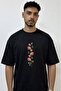 Pixel Gul Design Printed Oversize Black T-Shirt