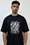 Jojo Characters Design Printed Oversize Black T-Shirt