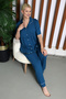 Pregnant Women's Pleated Banbu Short Sleeve Pajama Set - 4