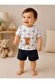 Mini Bear Friends Printed Cotton Combed Cotton Baby Boy Shorts Summer Set - 3