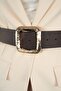 Patterned Square Gold Buckle Women's Belt Dress Belt Shirt Belt Jacket Belt - 5
