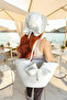 Handmade Beach Pool Bag and Hat Set with Bow and Ribbon Multi-Purpose Easy to Clean Washable Decorative Bag and Hat
