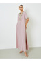 Pink Floral Lace Trim V Neck Jalabiya - 3