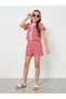 Girls Red Striped Knit Top and Shorts Set
