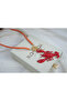 Ykl122 Orange Bead Necklace with Red Lobster Figure - 2