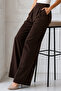 Pocketed Palazzo Trousers A11010 Brown