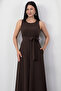 Crew Neck Belted Wide Leg Jumpsuit Grs4017 - 2
