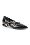Women's Babet Black Shiny Patent Leather Pointed Toe Metal Encapsulated Mary Jane Short Heeled Stylish L085.K1419