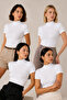 Women's Half Turtleneck Short Sleeve 4-Piece Basic Undershirts - 95% Cotton