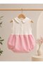Hand Embroidered Daisy and Pearl Detailed Baby Girl Pink Romper Jumpsuit / Fiona - 3