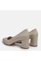 Large size stiletto thick heel 41-42-43-44-beige leather - 4