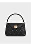 Borsa con manico superiore con tracolla intrecciata trapuntata Arwen - Nero
