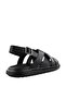 Black Genuine Leather Sandals with Band Detail - 3