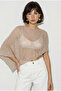 Women's Beige Openwork Knitwear Asymmetrical Cut Pareo Tp261002 60286366 - 5