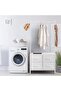 - Clothes Rack with 4 Drawers, Storage Closet with Metal Frame and Wooden Top, Clothes Rack with Hanging Bar and 2 Side Hooks, Freestanding Closet for - 5