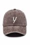 Brown Embroidered Washable Vintage Unisex Hat with Letter Y