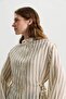 Brown Striped Shirt with Lace Detail - 3