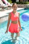 Girls' Swimsuit with Zero Sleeve Top, Shorts and Skirt 26603 Neon Pink - 4