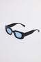 Women's Black Thick Frame Light Blue Glass Uv 400 Protection Sunglasses - 3