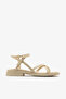 Beige Genuine Leather Cross-Strapped Short Heeled Women's Sandals - 3