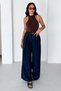 Women's Belted High Waist Wide Leg Palazzo Trousers