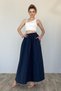Women's Elastic Waist Double Pocket Long Skirt