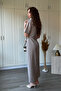 Shirt Collar Draped Midi Poplin Beige Dress - 3