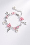 Pink Butterfly Figured Pearl Detailed Charm Bracelet - 3