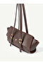 Women's belt buckle detailed rectangle baguette hand and shoulder bag - 3