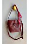 Women's Box Model Fular Detail Double Strap Crossbody Bag Bordo - 2