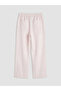 Pink Women's Linen Blend Trousers with Elastic Waist - 6