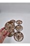 Wooden Double-Sided Laser Printed Flower/Butterfly Pattern Coasters Set of 6 9 cm 3 mm Mdf, Decorative - 2