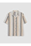 Lcw Kids Brown Short Sleeve Striped Boys' Shirt - 2