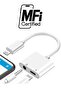2 IN 1 Headphone Adapter Jack Lightning to 3.5mm AUX Cord Splitter for iPhone 7,7plus,8,X and any lightning device runs iOS 10 or later