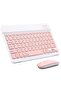 Ultra-Slim Bluetooth Keyboard and Mouse Combo Rechargeable Portable Wireless Set for iPad iPhone Samsung (Pink)