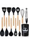 12-Piece Silicone Kitchen Utensil Set with Wooden Handles, Heat-Resistant BPA-Free Cooking Tools