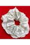 Scrunchie Hair Clip Polka Dot Satin and Pearl Embroidered - 3