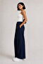 Crep Women's High Waist Wide Leg Double Fabric Pants with a Double Breasted Look - 3