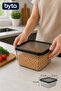 2.5 L Square Storage Container with Lid Plastic Food Storage Container Transparent Pantry and Refrigerator Organization Container - 2