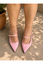 Amore Toz Pink Suede 3 cm Short Heel Strappy Sandals Shoes - 5