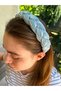 Women's Ice Blue Pleated Fabric Knitted Women's Hair Crown - 4