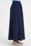 Women's Navy Blue Elastic Flared A-Line – Double Fabric – with Pockets – Casual and Stylish Maxi Skirt - 5