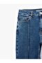 Ribbed Slim Fit Spanish Flare Denim Trousers - Flare Jeans - Medium Indigo - 3