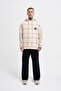 Men's Leather Applique Hooded Sweatshirt Light Beige - 4