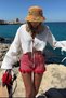 Women's Straw Bucket Hat Rosalia Bloom with Red Flower Detail – Summer, Lightweight, and Stylish - 7