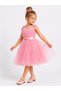 Girl's Pink Tulle Evening Dress with Heart Buckle Princess Model Ak113 - 3